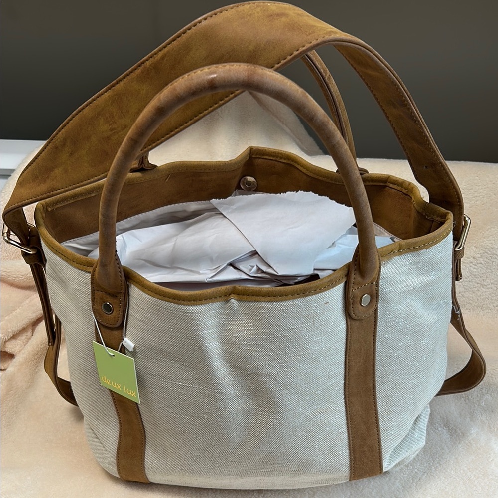 Deux Lux Nova Natural Colored Large Slouchy Tote Gold Hardware / Vegan Handles